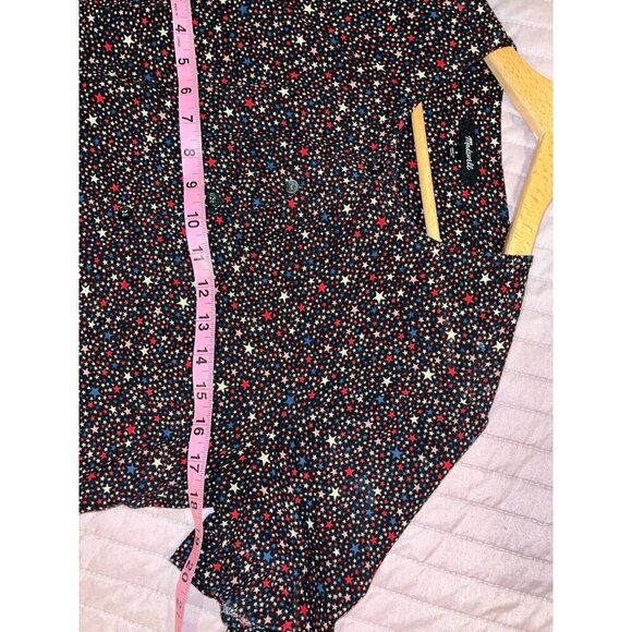 Madewell Womens Star Print Button-Down Blouse Size XS Short Sleeve Cotton Top - Picture 7 of 9